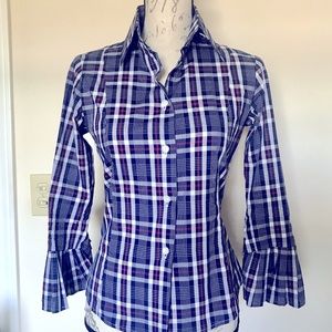 Fine Garments by Bell Plaid Top w/Ruffle Detail